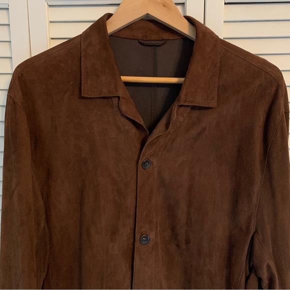 Gimo’s Suede Button Front Shacket Shirt Jacket EU 50 US 40 Mens L Leather Italy - Picture 6 of 16